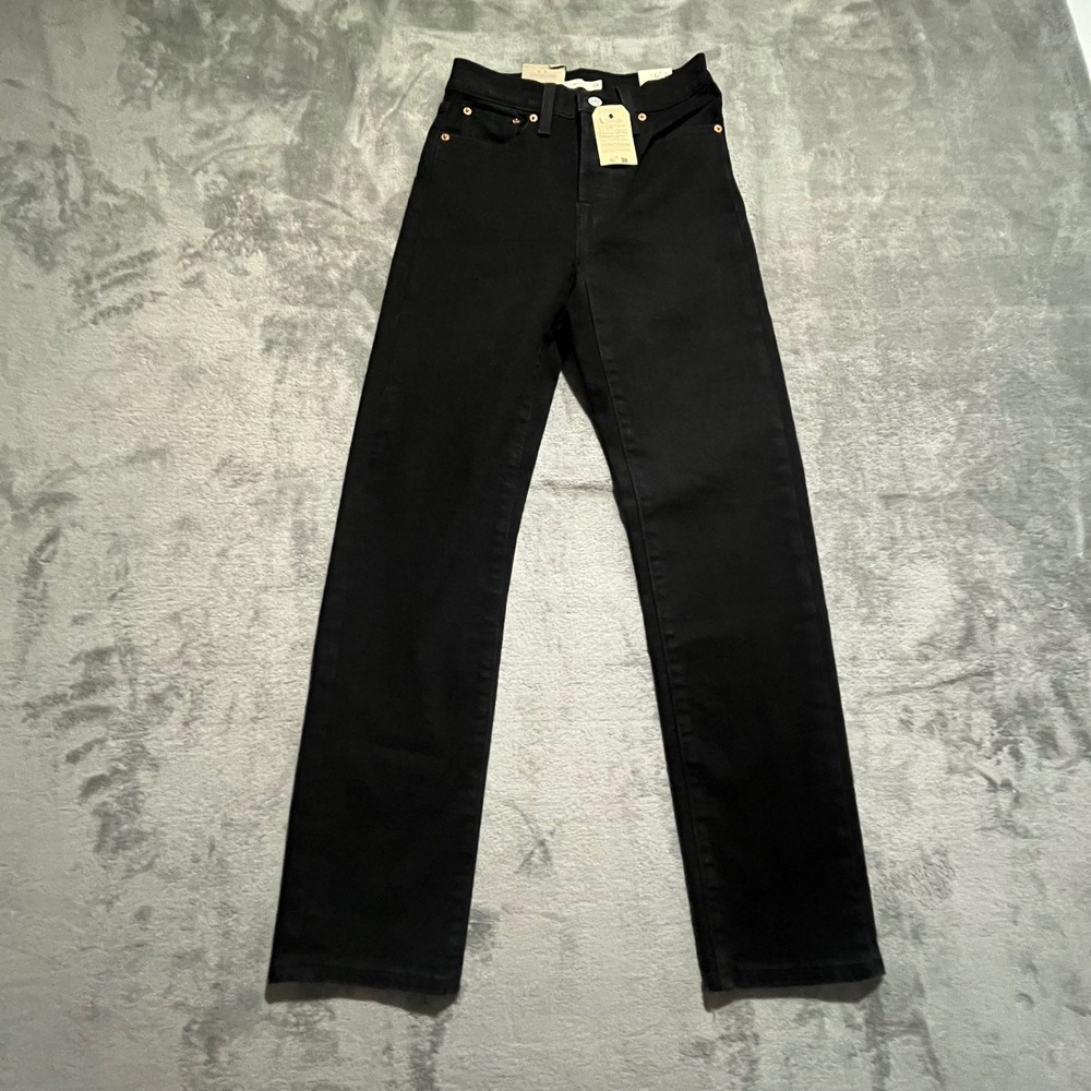 Levi's Wedgie Straight Jeans Womens 24x28 Black High Rise Denim 34964-0244